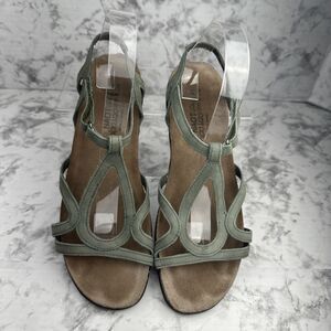 NAOT Women's Dorith Gladiator Flat Sandal Size 10 Strappy Olive Green Leather